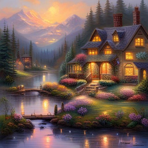 Blue Quill Landscape in Luminist Style