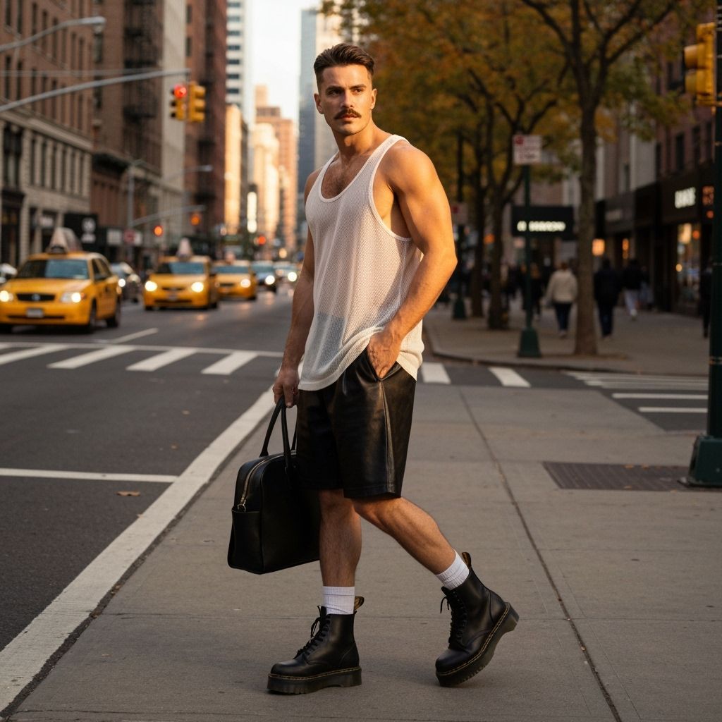 Autumn Metropolis Street Scene With Elegant Man