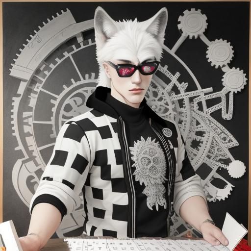 Royagraph of a wolf, Photogram by Man Ray , Math  Wolf,leave...