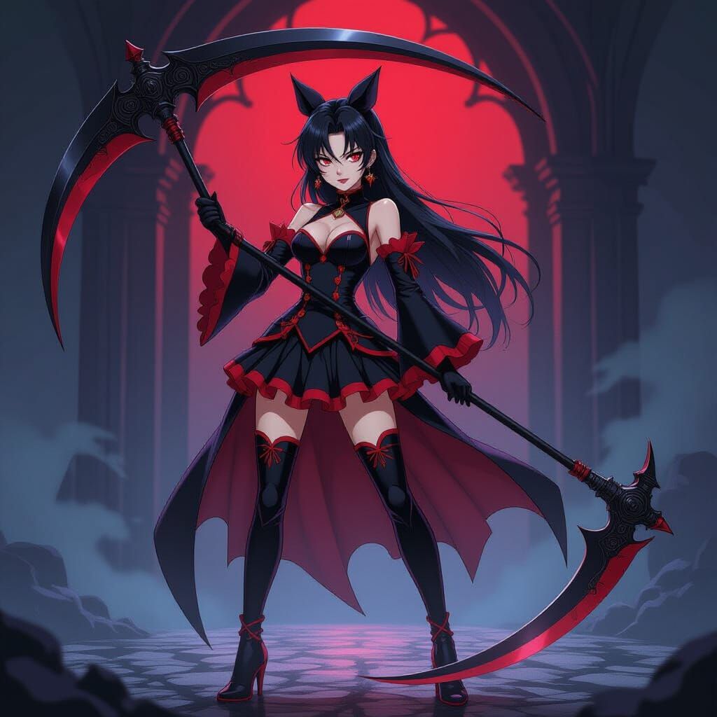 Grim Reaper Sailor Moon in Dark Cinematic Anime Style