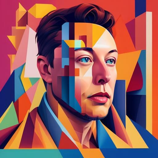 Elon Musk: Cubist Art Deco Portrait