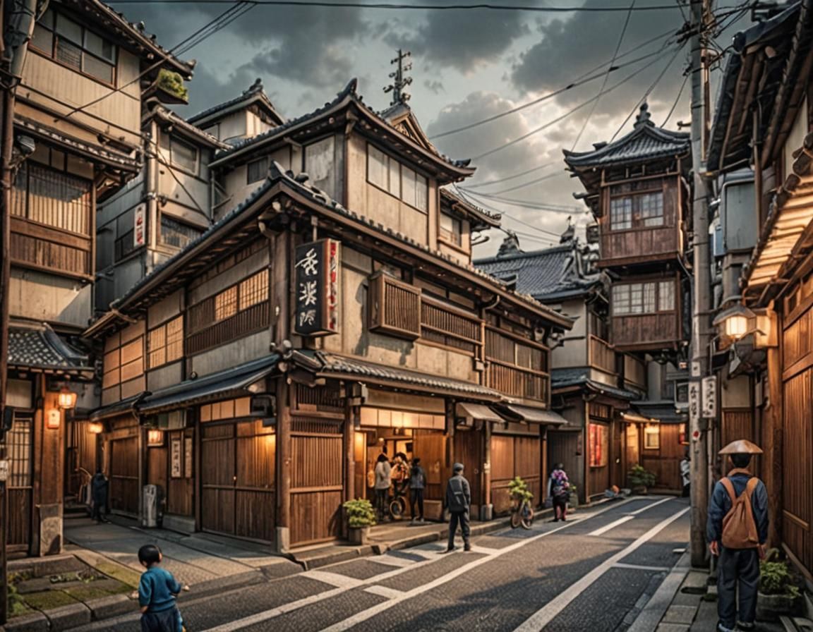 Hyperrealistic Japanese Street Scene in 128k Resolution