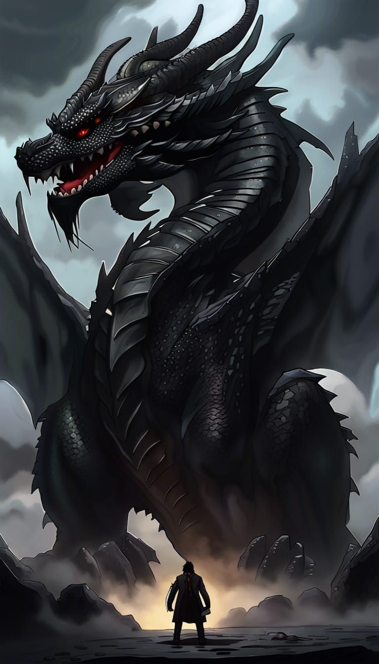 Majestic Giant Black Dragon God