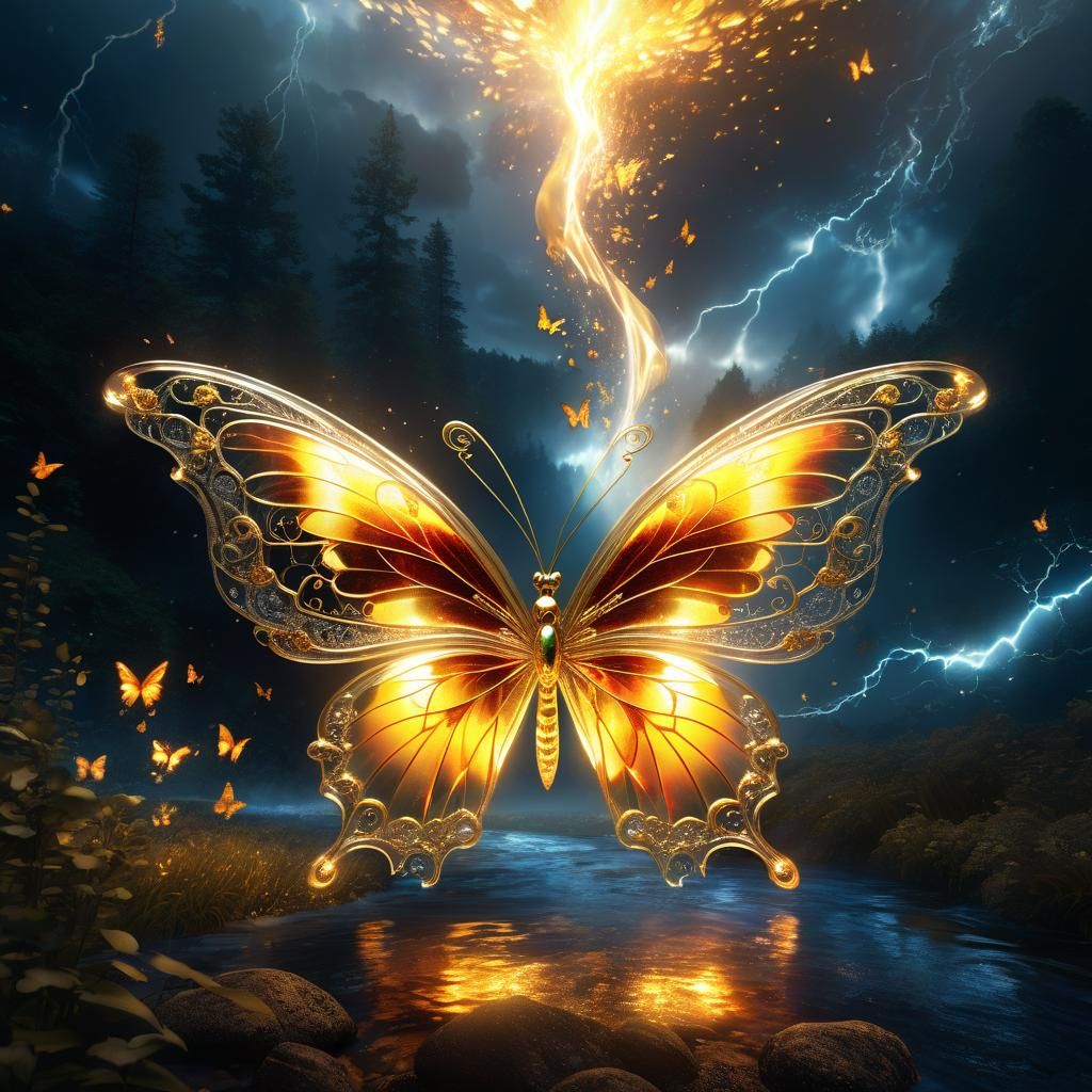 Luminescent Butterfly Emerges from Fire Cascade