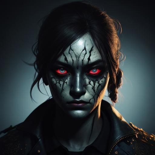 Creepy Closet Shadow: Hyperrealistic Daughter Portrait