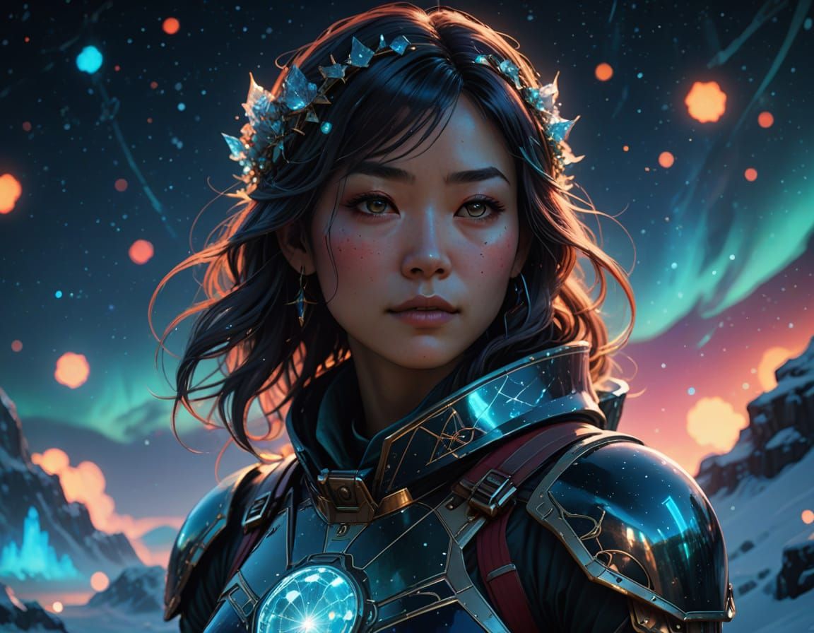 Hyper-Realistic Digital Portrait of a Japanese Lady on Ice