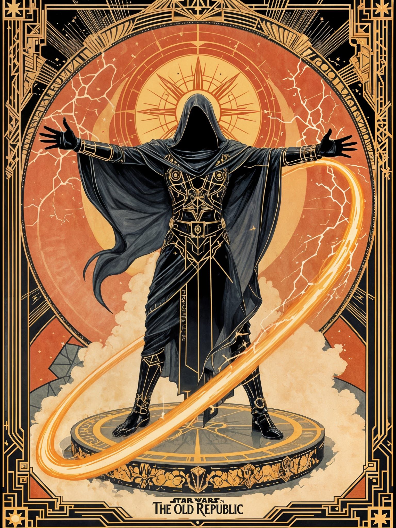 Art Deco Sith Lord with Force-Lightning