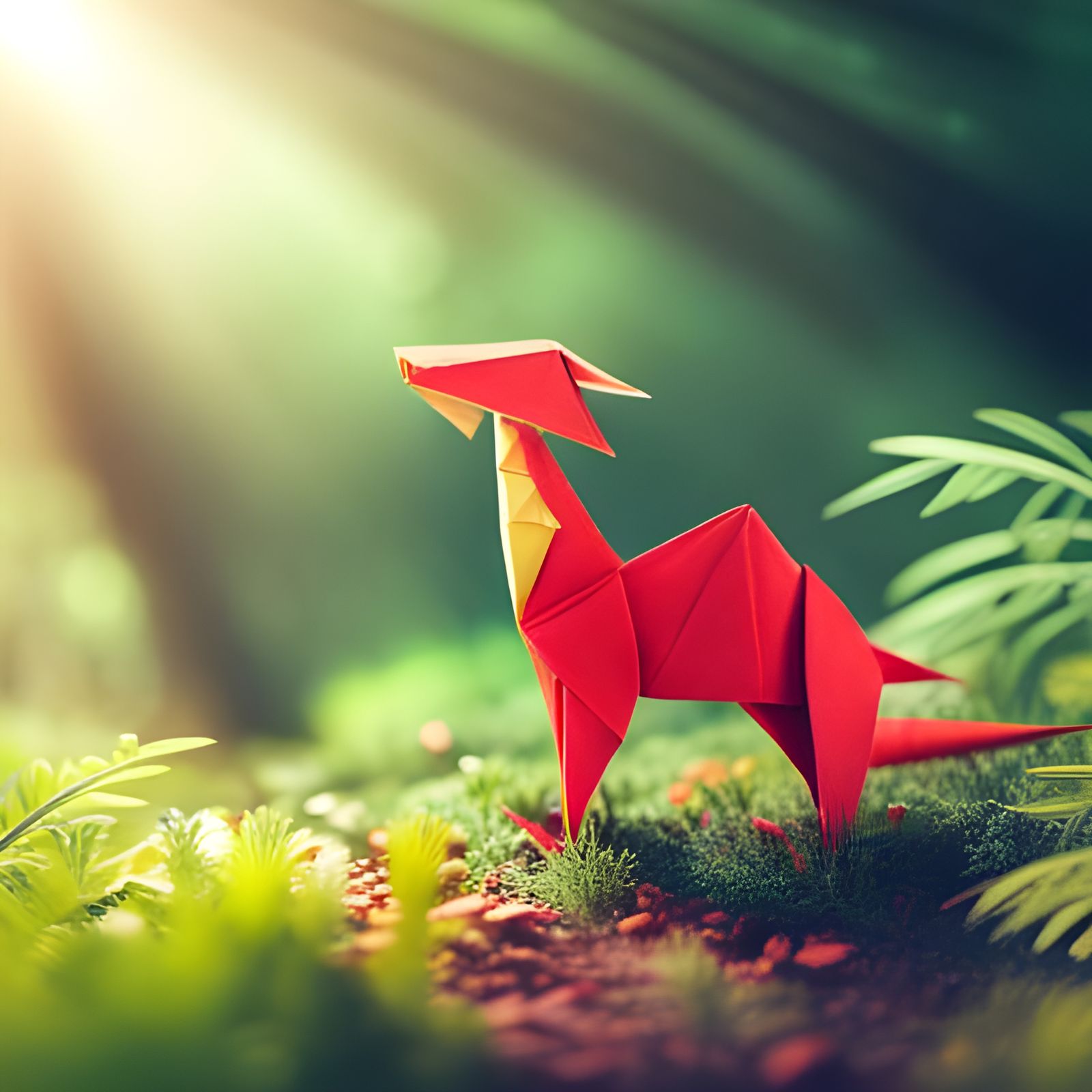 Origami Dragon in Jungle Papercraft