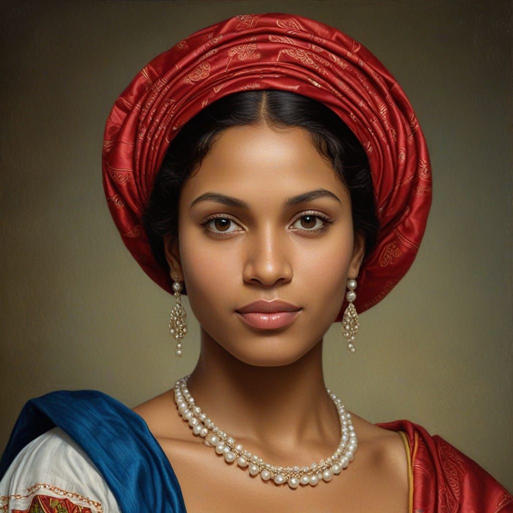 Surinamese Creole Woman Portrait in Classical Style