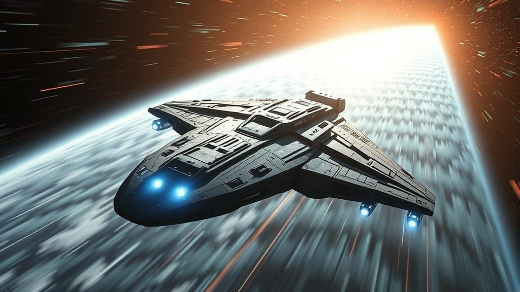 Galactic Warship Emerge from Hyperspace