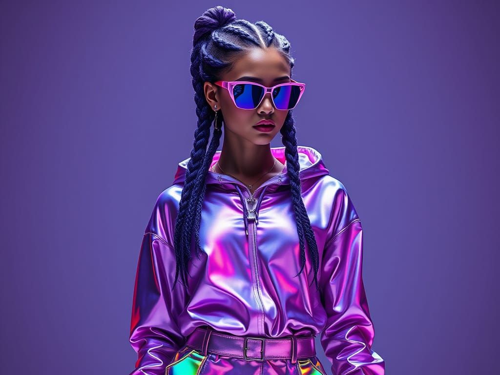 Futuristic Fashion Model in Cyberpunk Chic