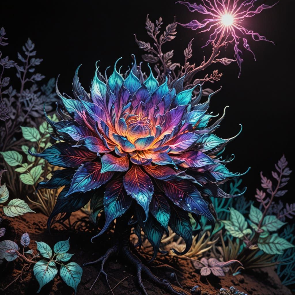 Celestial Bloom in Iridescent Hues