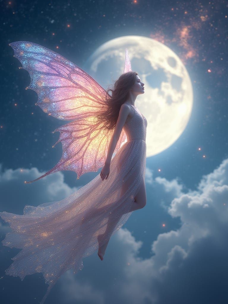 Celestial Goddess in Ethereal Flight