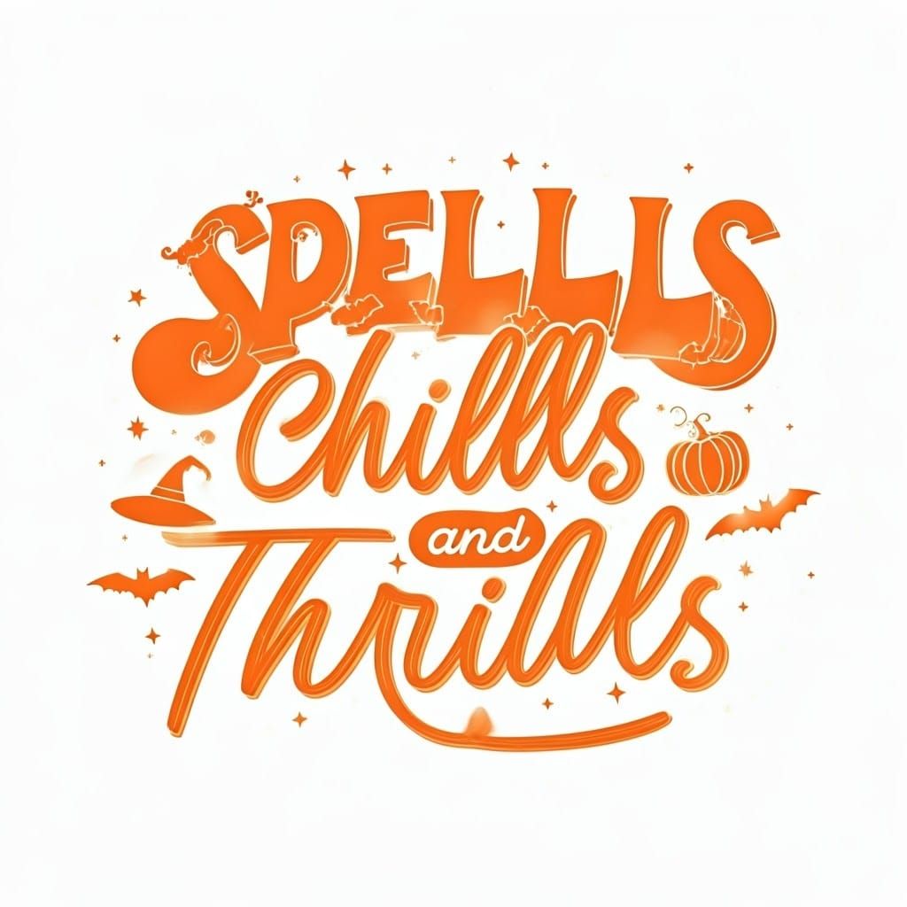 Halloween Typography Art with Orange Elements