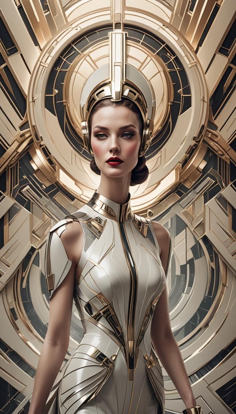 Futuristic Art Deco Fashion Design: Digital Abstraction