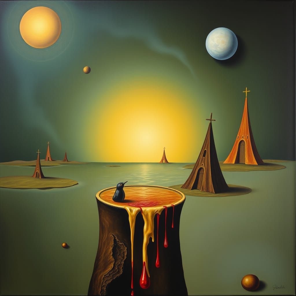 Surreal Dali-Inspired Portrait of a Woman with a Haunting Pr...