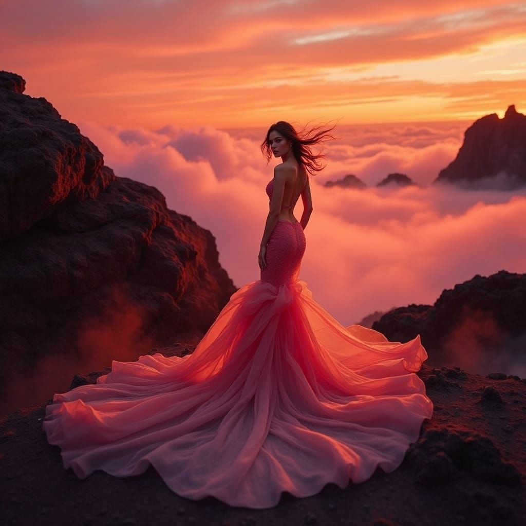 Glamorous Vogue Model in Epic Sunset Pose