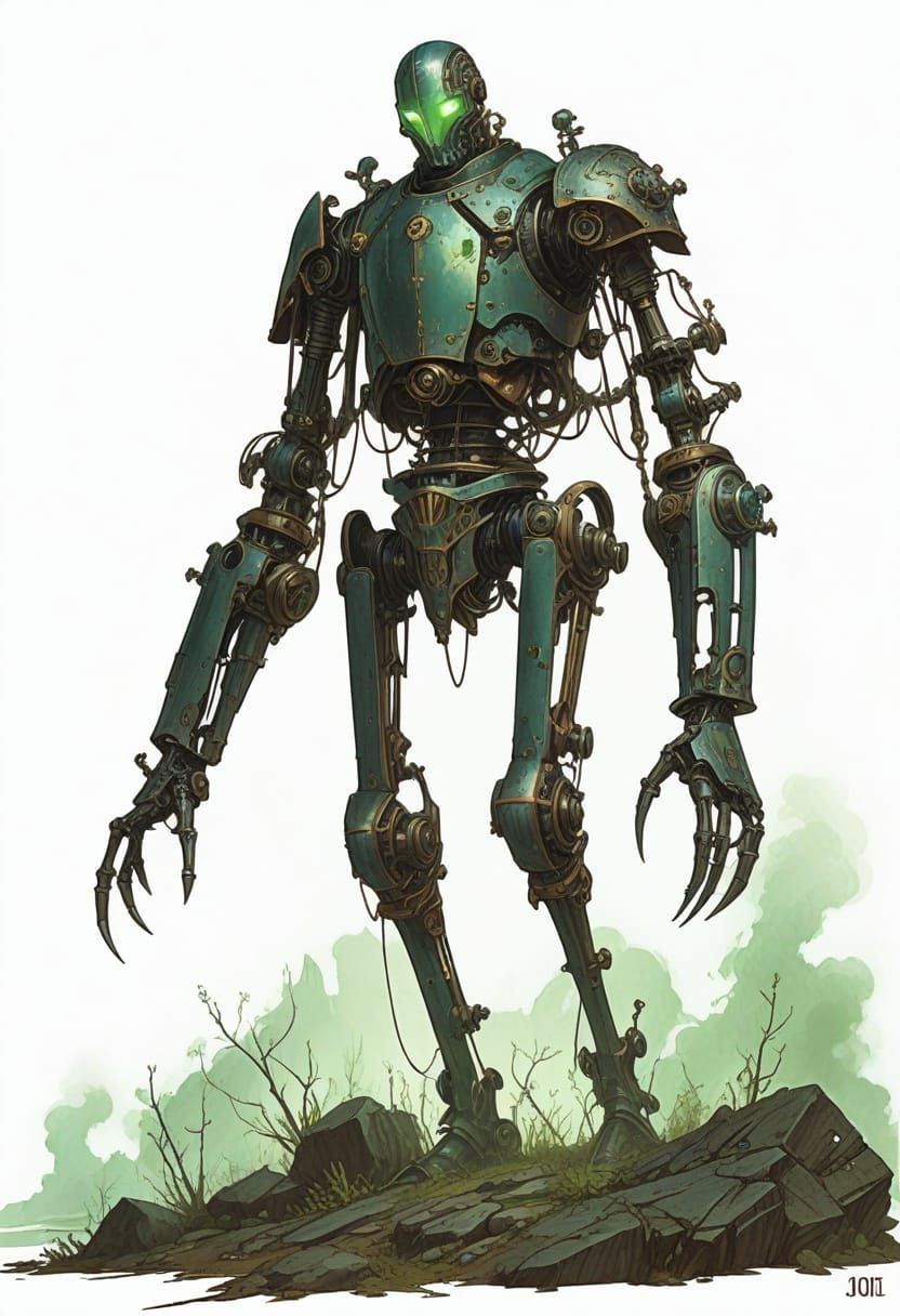 Steampunk Clockwork Knight in Fantasy Art Style