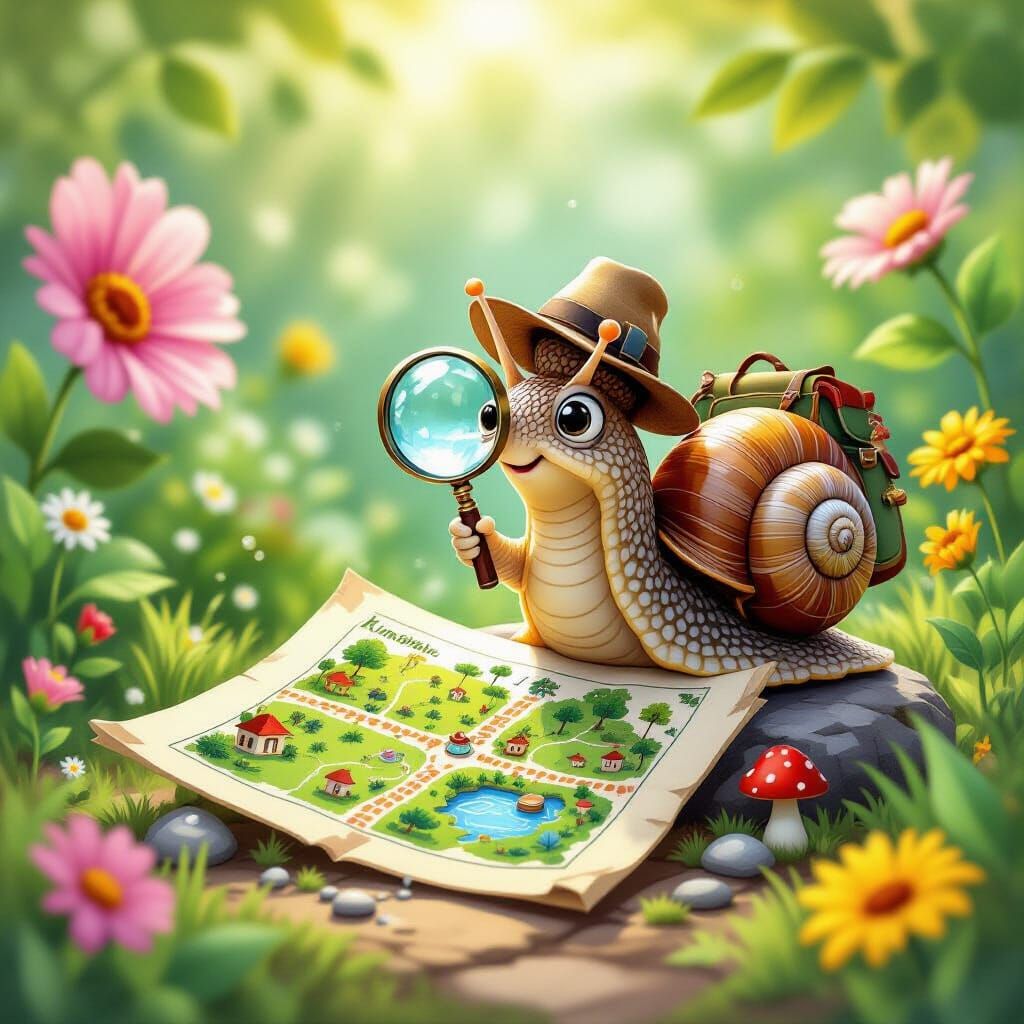Snail Explorer's Garden Map: A Whimsical Illustration