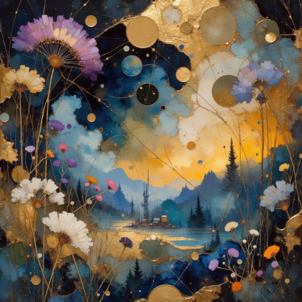 Kintsugi Fractured Porcelain with Gold Leaf Detail