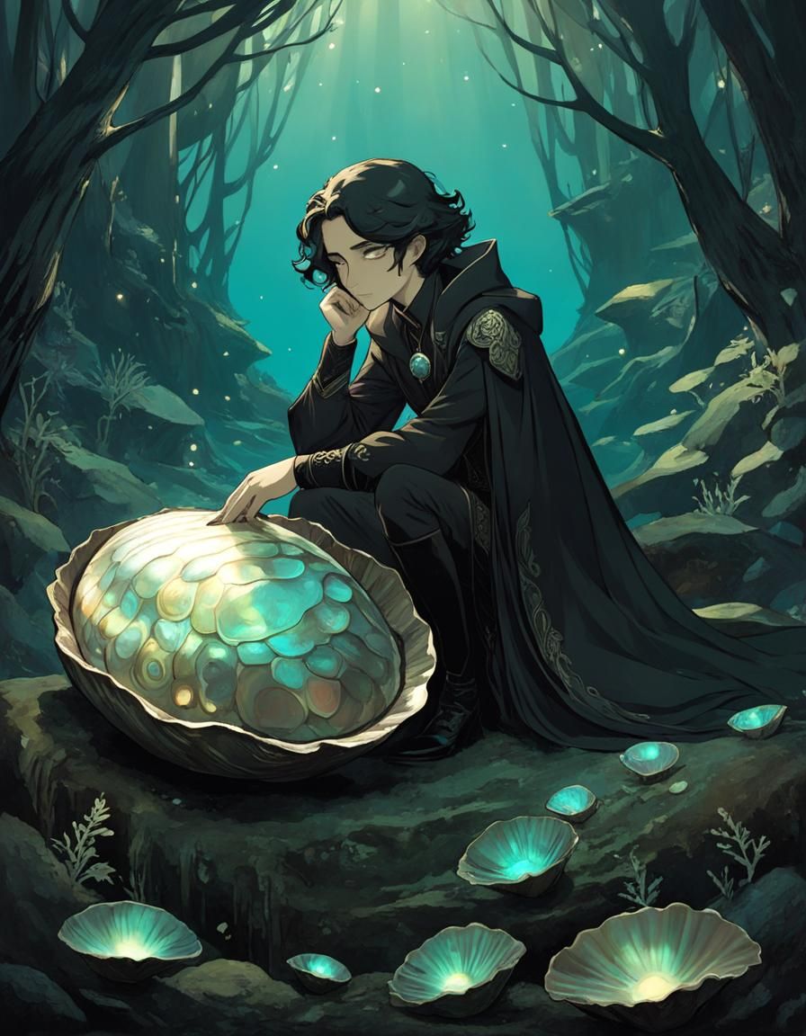 Abalone Shell Figure in Gothic Art Style