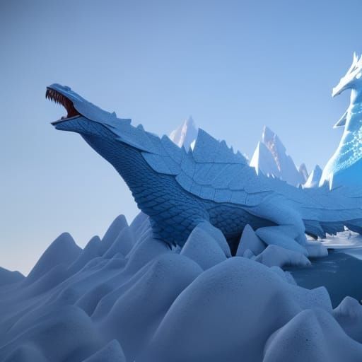 Majestic Ice Dragon Grips Mountain: 3D Render