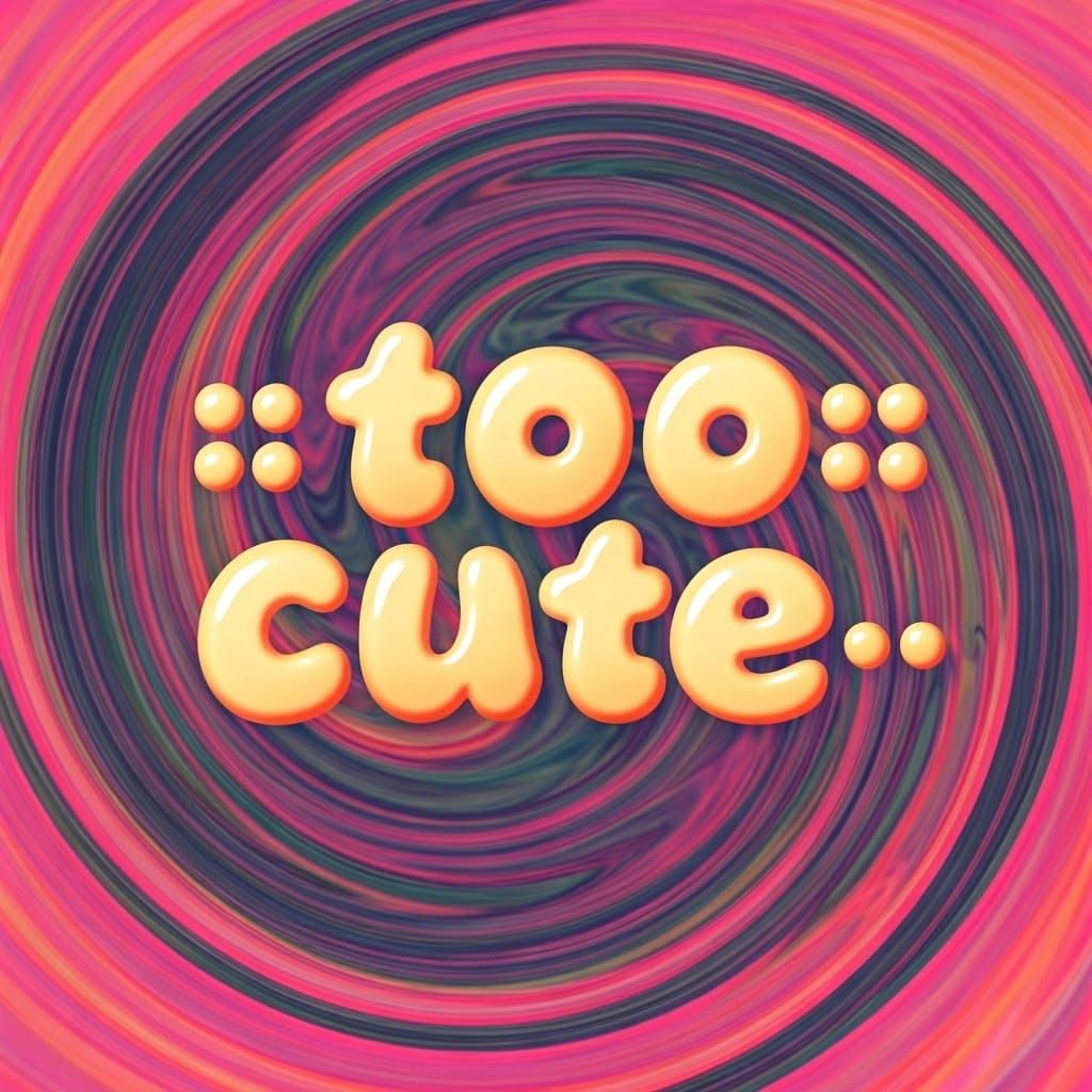 Vibrant "Too Cute" Typography in Funky Fusion Style