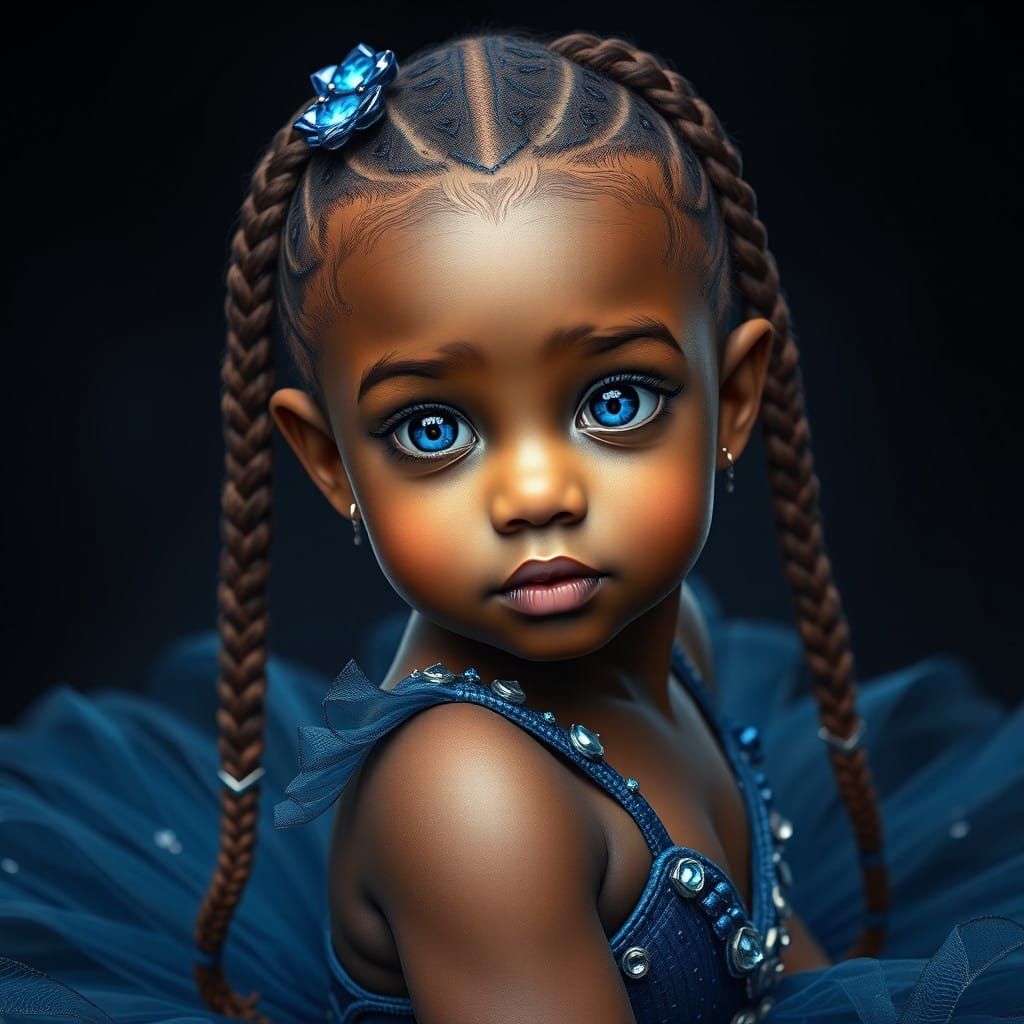 Surreal Baby Ballerina in Midnight Blue with Russet Braids