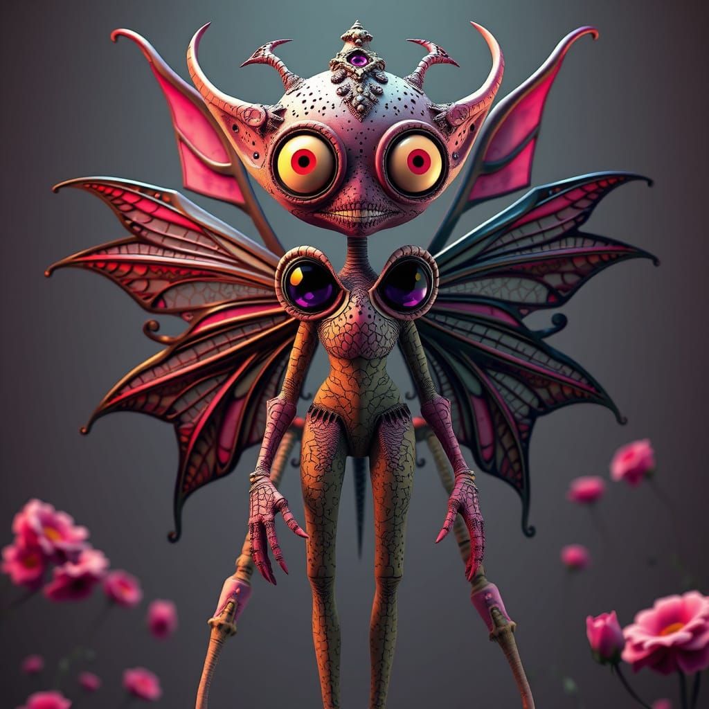 Alien Goth Fairy in Pop Surrealism Style