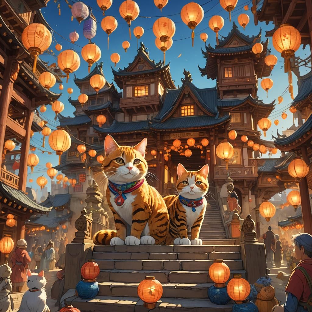 Fantasy Cat Festival in a Whimsical World