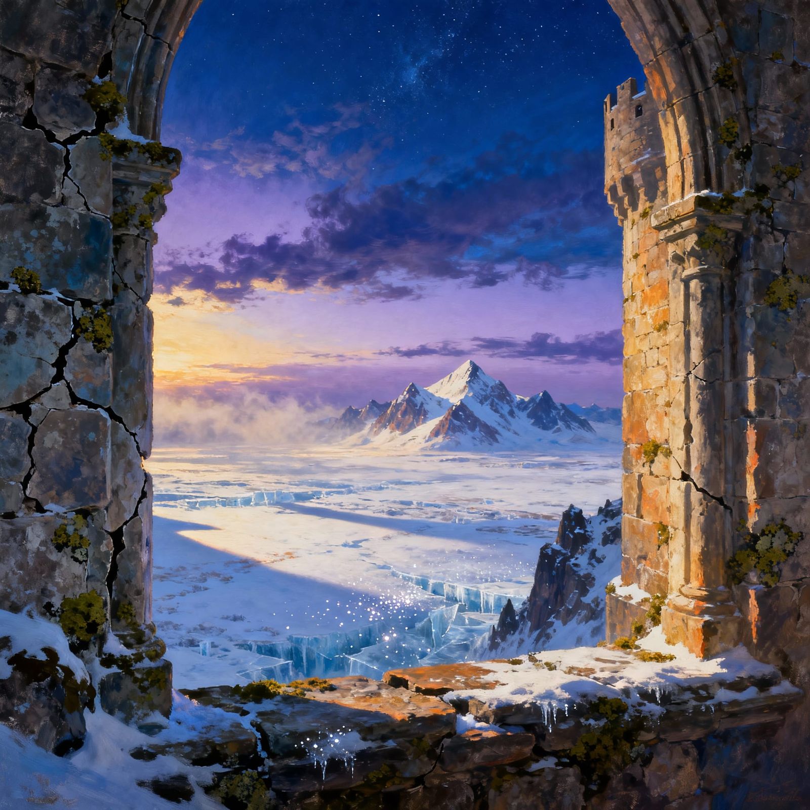 Epic Snowy Tundra Landscape From Castle Window