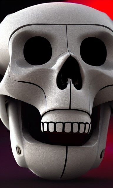 Robot Skull with Golf Ball Texture in Fog