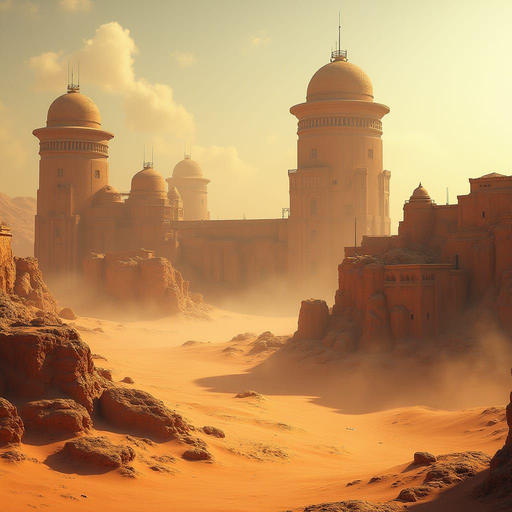 Desert Military Outpost Inspired by Simon Stalenhag