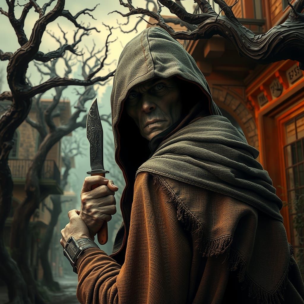 Menacing Stare in Surreal Streetscape