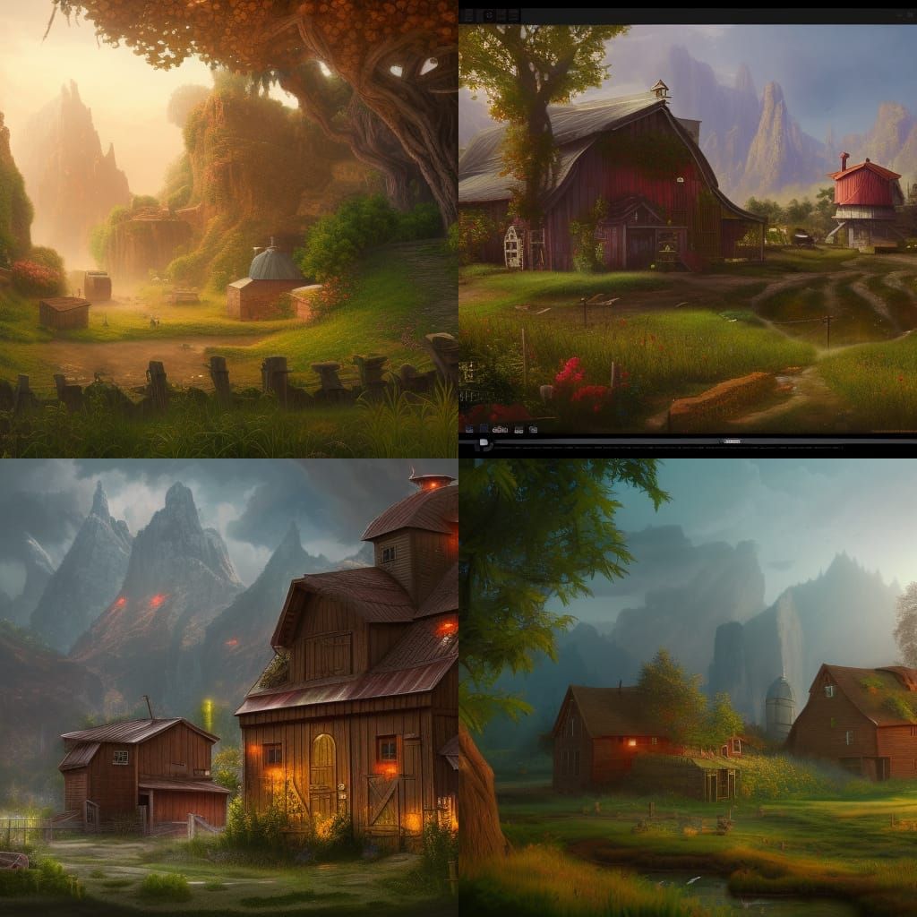 Fantastical Farm in Detailed Matte Painting