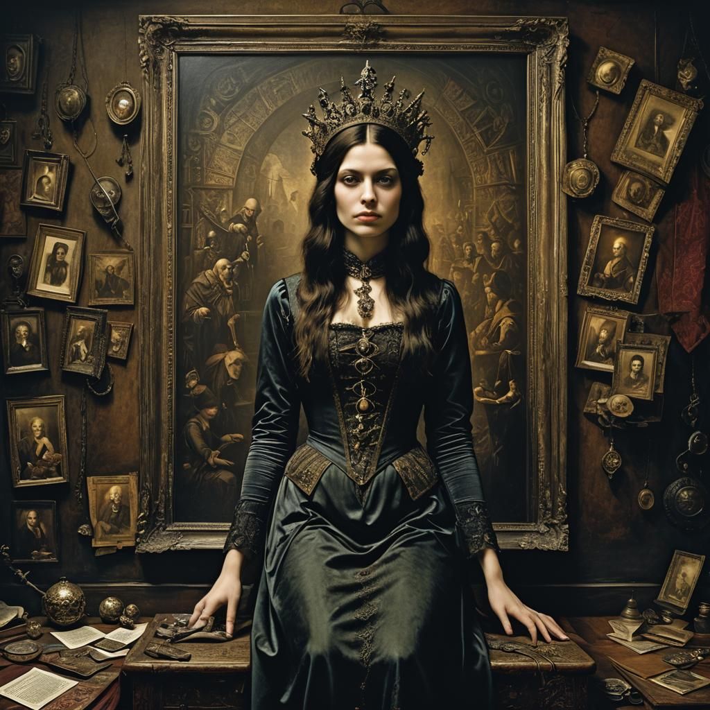 Surreal Portrait of Young Woman in Horror Style