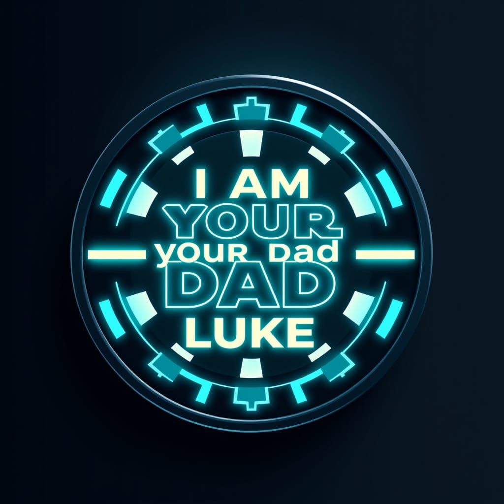 Futuristic Glowing Forms star wars badge text "i am your dad luke"