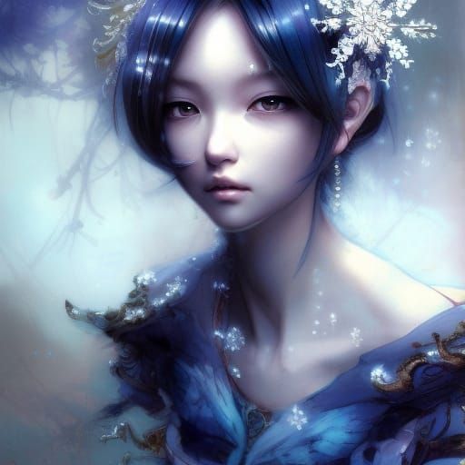 Snow Pearl Princess Portrait in Digital Art Style