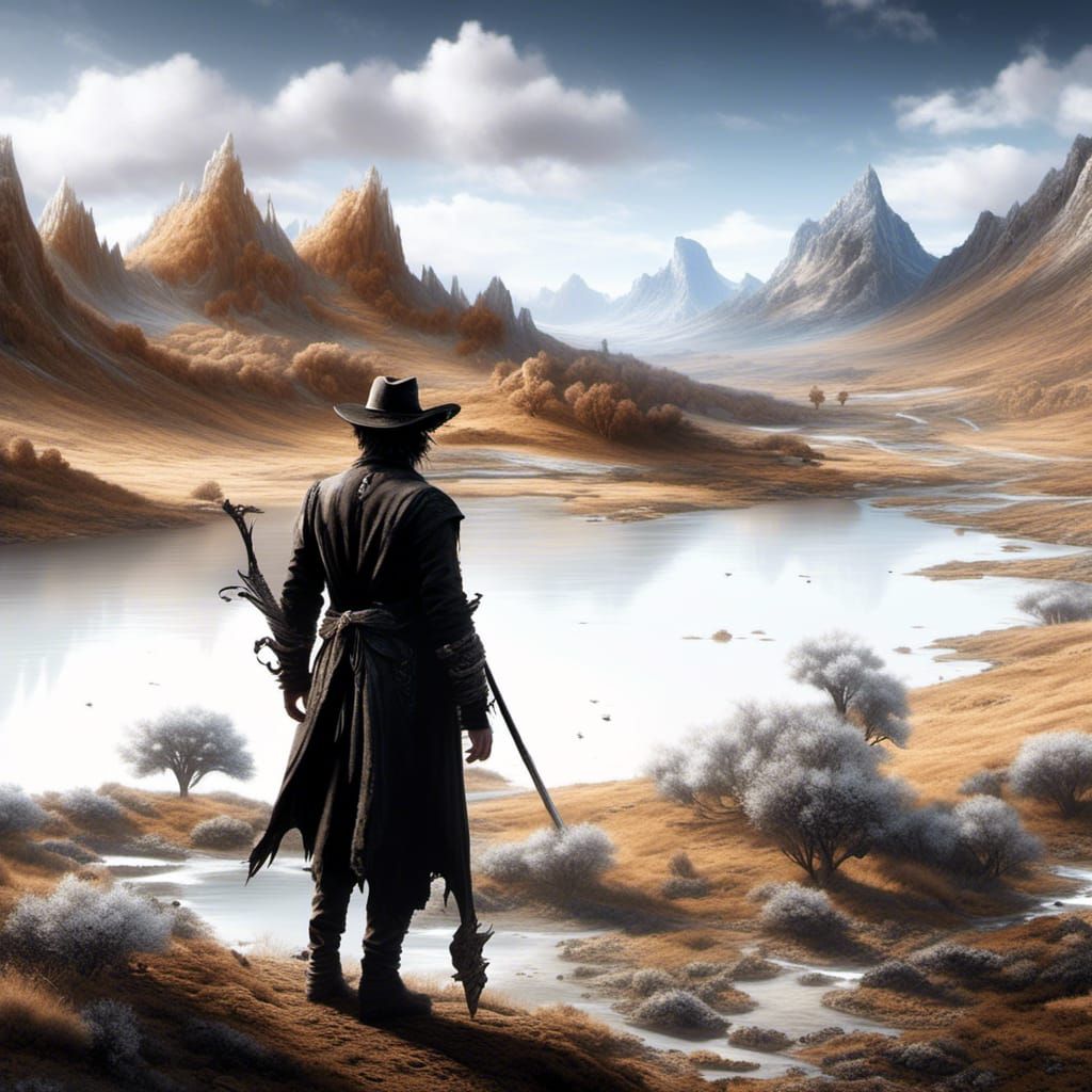 Lone Western Figure Surveys Colorful Landscape