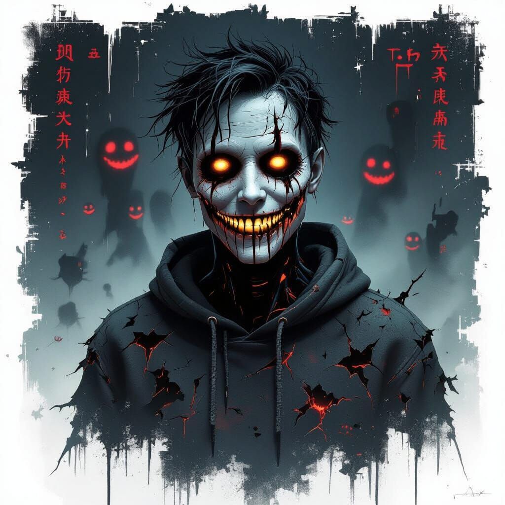 Corrupted Character in Glitching Void, Digital Matte Paintin...