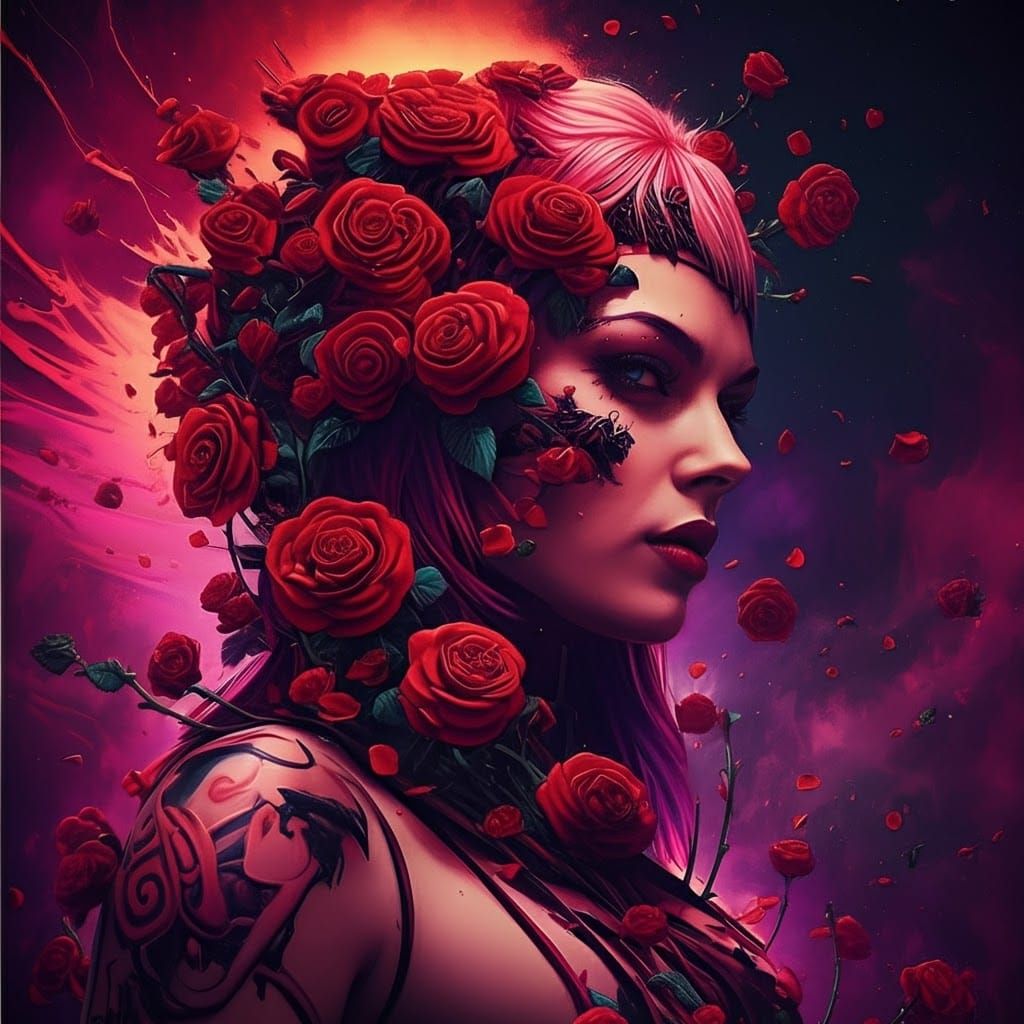 Bad Roses Album Cover Art in Retro Style