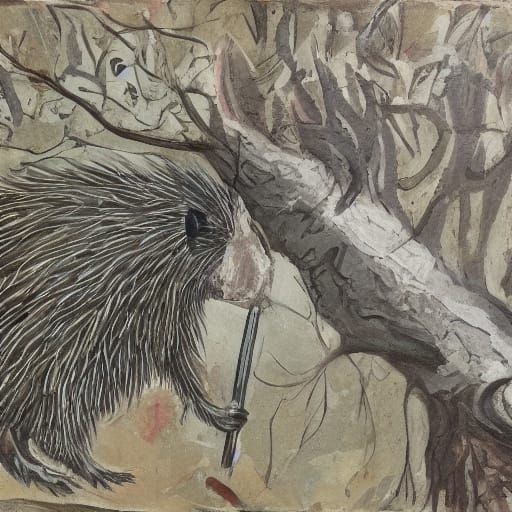 Menacing Hedgehog Portrait in Dark, Expressionist Alleyway