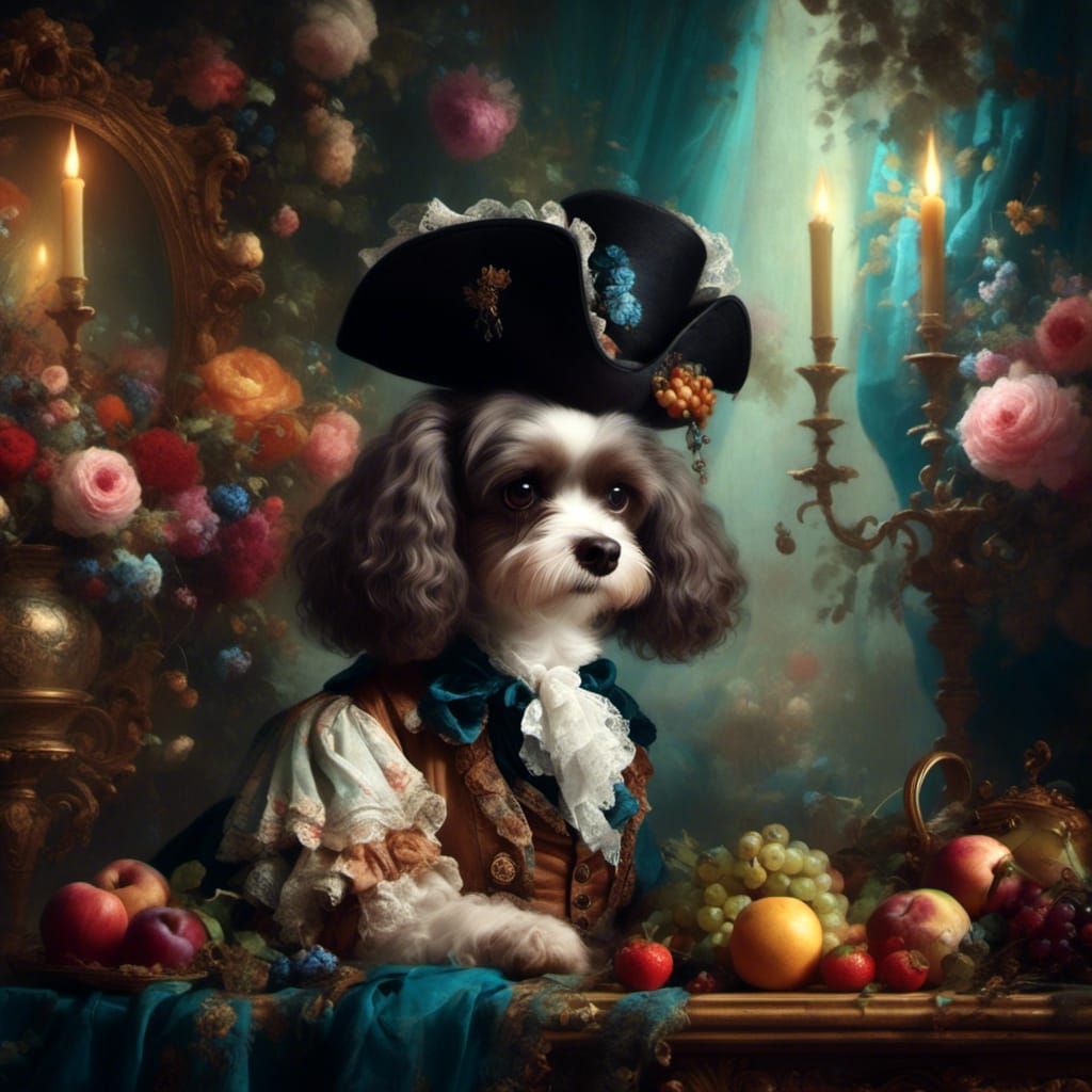 Happy Rococo Scene in Ornate Style