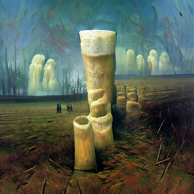 Beksiński-Inspired Sand Pillars and Bone Field