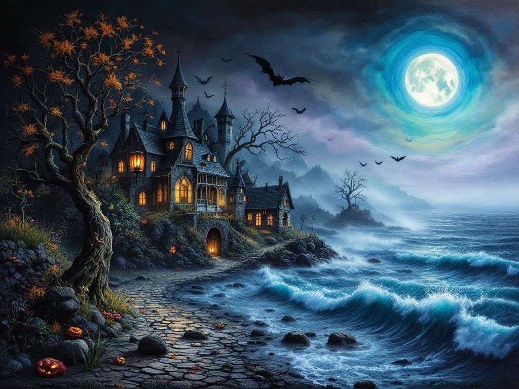 Mysterious Coastal Assemblage in Vibrant Rainbow Hues