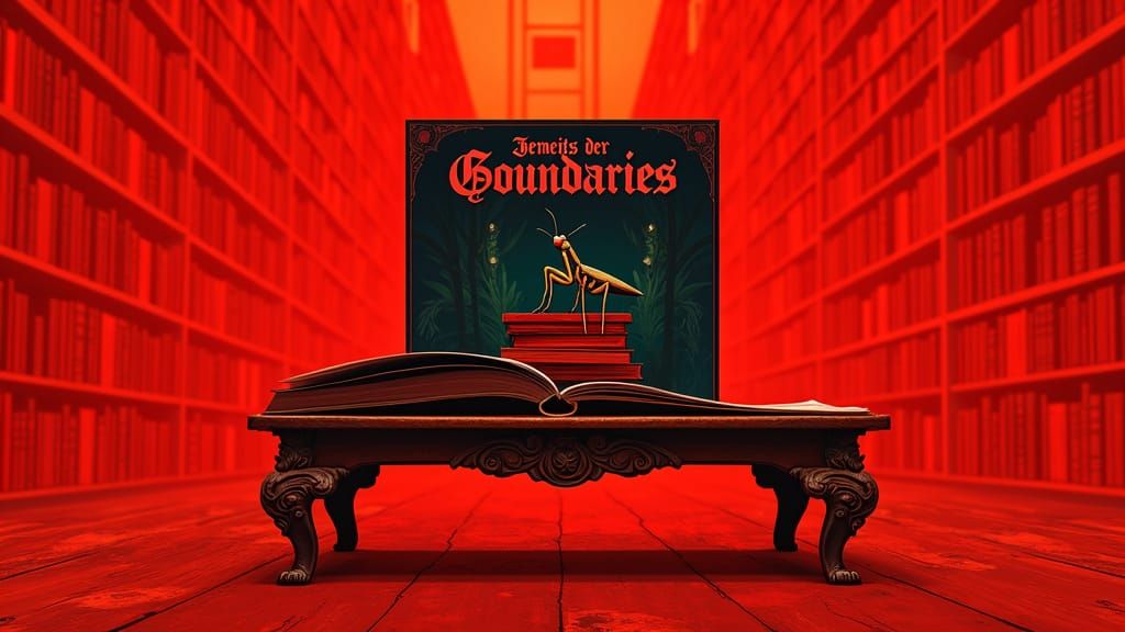 Ethereal Library at Dusk with Vinyl Record