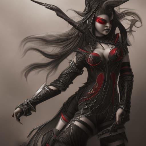 Hyperdetailed Vayne Concept Art in Charcoal Pencil Style