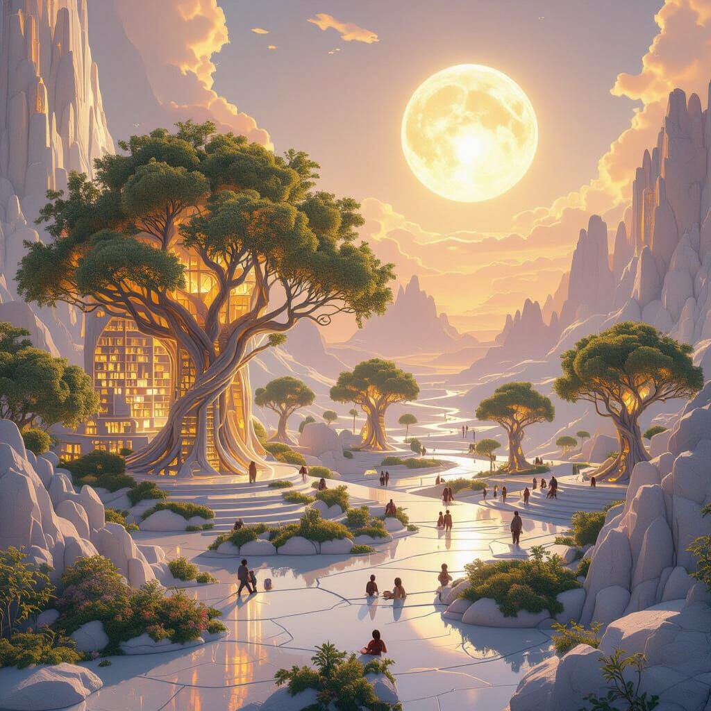 Celestial Elysium: A Digital Paradise of Light and Data