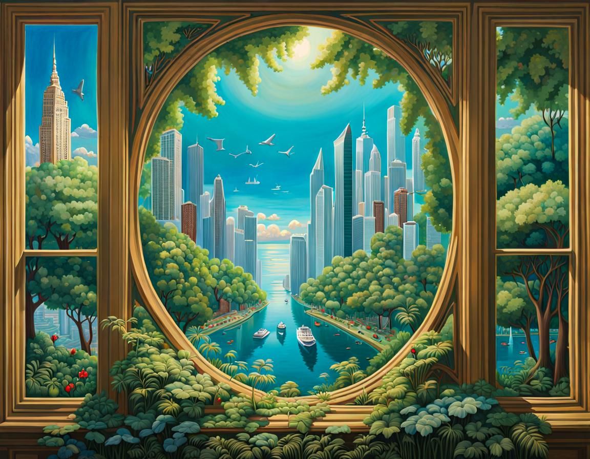 Surreal Cityscape Reveals Forest and Seascape