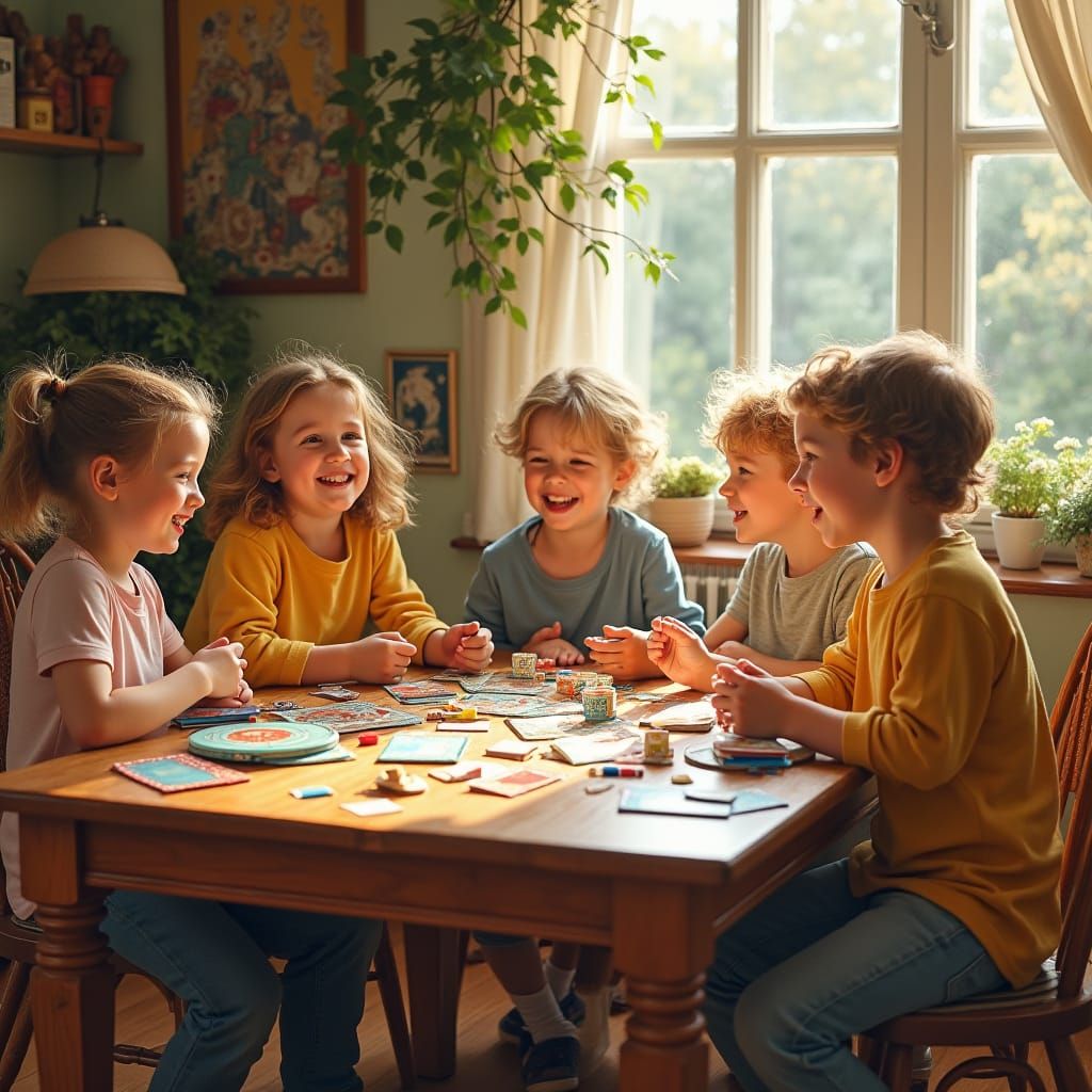 Children's Game Night in Rockwell Style